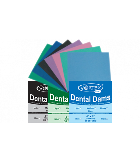 DentalDams - листи/хустинки для кофердаму, середні зелені м'ятні